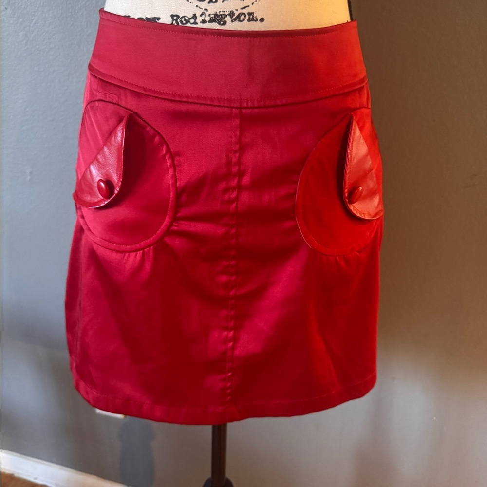 Tatyana Red Mini Skirt with Unique Pockets